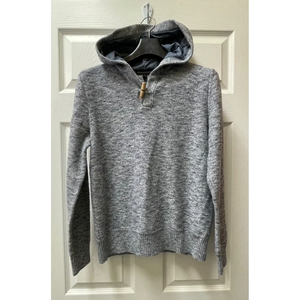 Banana Republic‎ Men's Small Hooded Blue Sweater Pullover Cotton Nautical Toggle